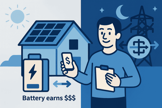 Grid Flexer solar pattern — battery storage with VPP participation